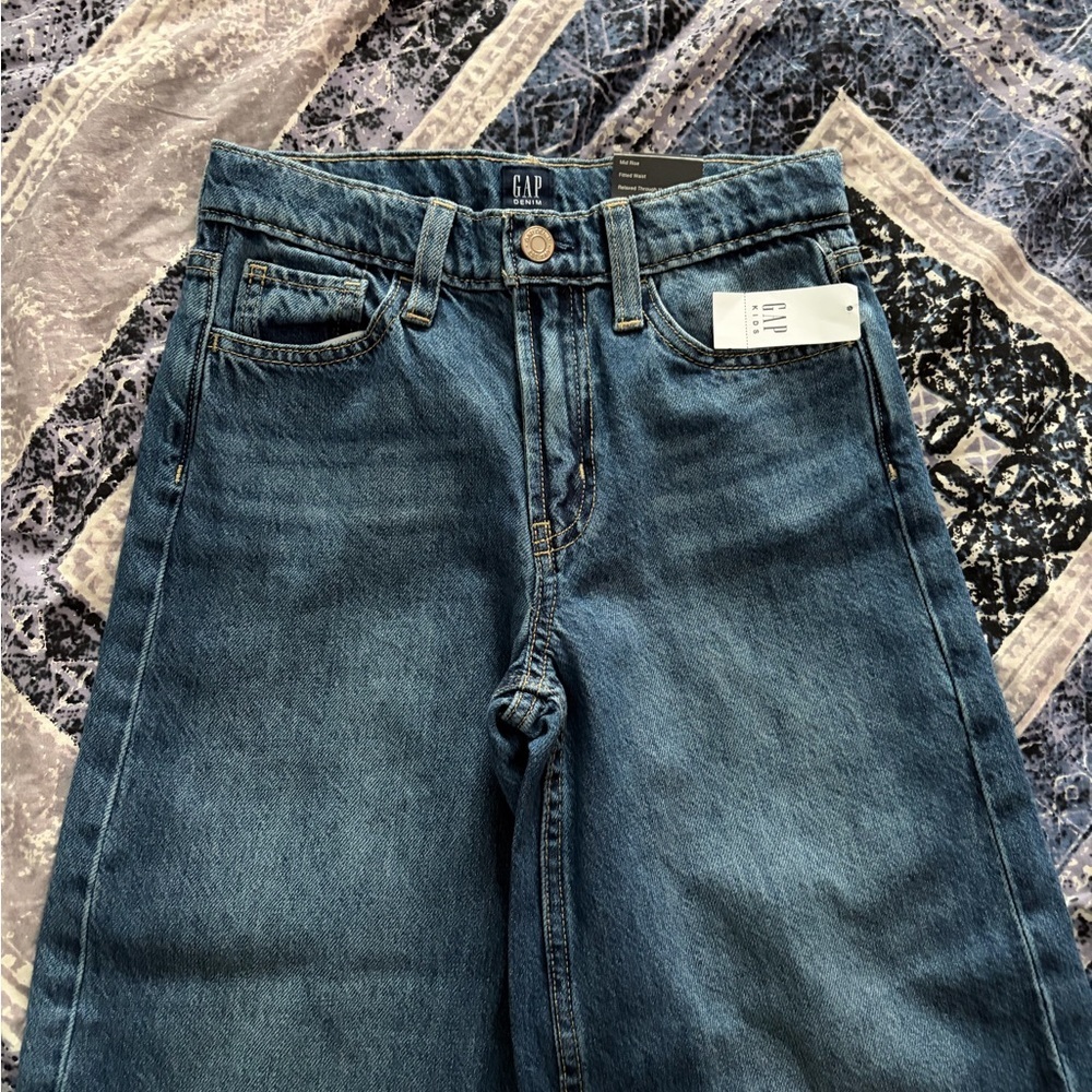 Gap Girls Boho Oversized Wide Leg Mid Rise Adjustable Waist Jeans Size 8 NWT - Picture 10 of 12